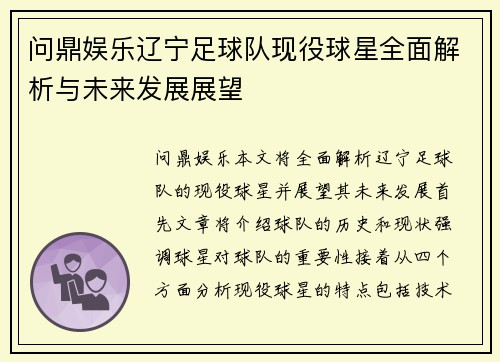 问鼎娱乐辽宁足球队现役球星全面解析与未来发展展望